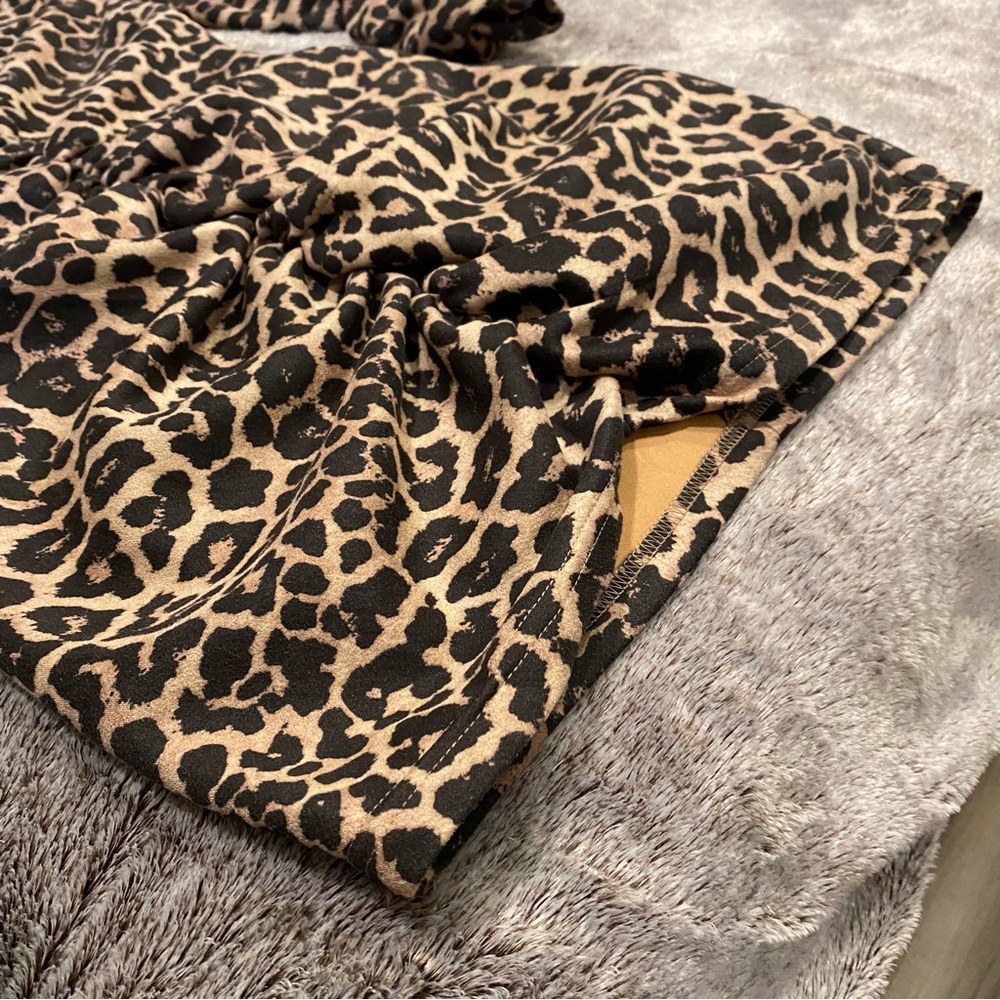ZARA Ruched Leopard Print Bodycon Dress - Picture 3 of 14